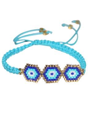 Handmade Beaded Evil Eye Bracelet NWOT